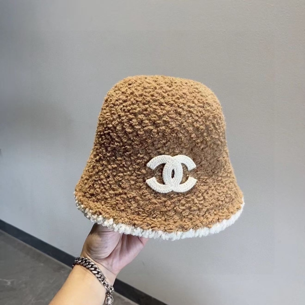 Chanel Shearling Brown Bucket Hat